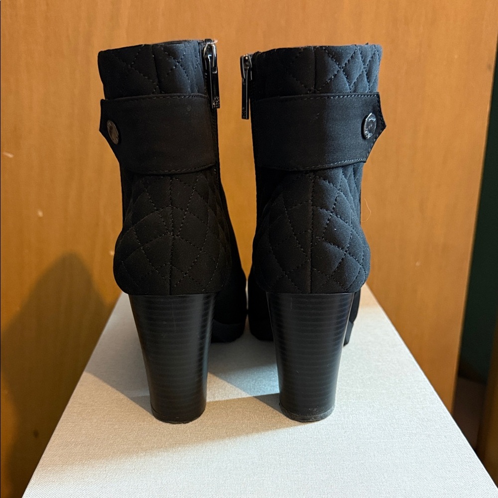 Anne Klein Quilted Black Heeled Boots - Picture 3 of 4